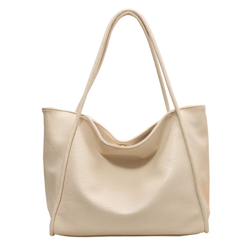 Women's bag new solid color shoulder bag fashion commuter bag texture foreign style personality tote bag_voghion.com