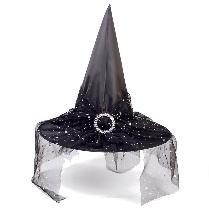 2024 New Hat Witch Hat Halloween Cosplay Adult Children Witch Mesh Magic Wizard Hat_voghion.com
