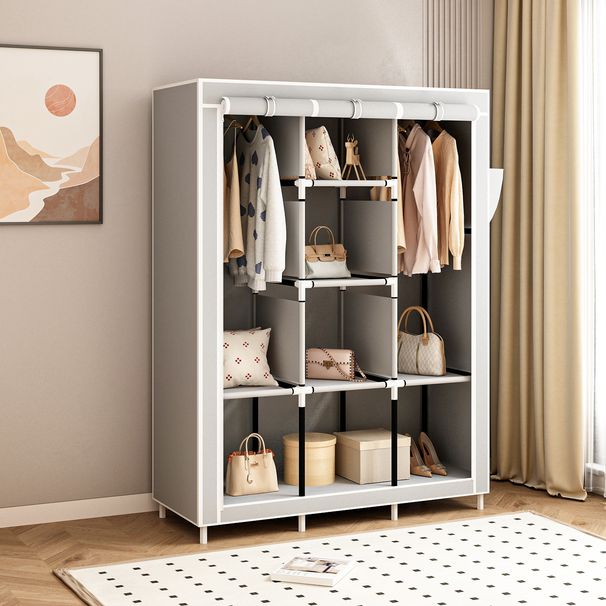 Modern Minimalist Metal Wardrobe – Easy Assembly Multi-Layer Storage Closet For Bedroom, Home & Office_voghion.com