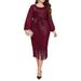 Abendkleid mit Paillettenfransen in Übergröße – Glamouröses Meerjungfrauenkleid im Vintage-Stil für Brautjungfern, Partys und Abende (0XL–4XL, Weinrot/Blau)_voghion.com