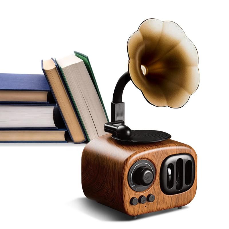 Speaker Retro Wood Portable Box Wireless Mini speaker Outdoor for Sound System TF FM Radio_voghion.com