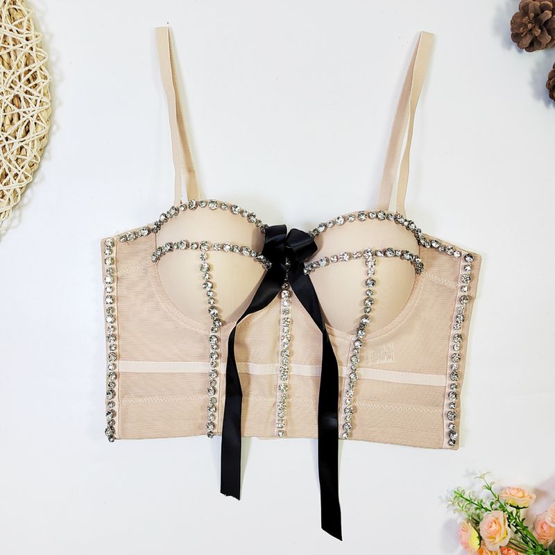 Damenbekleidung Bowknot Diamond Body Shaping Hot Girl Tube Top Design Nischen-Nachtclub-Top Trendy Damen Perlen Fishbone BH_voghion.com
