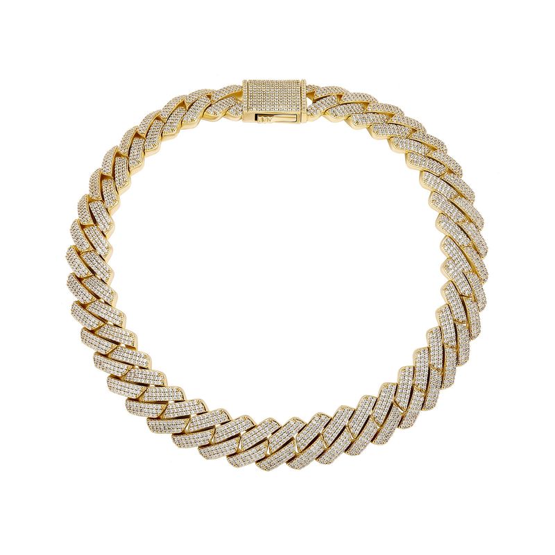 Gioielli da uomo, catena a maglie cubane con design a rombo, pietre CZ complete, bracciale in stile hip hop, diamanti da 20 mm, catena cubana con diamanti completi, gioielli con zirconi completi_voghion.com