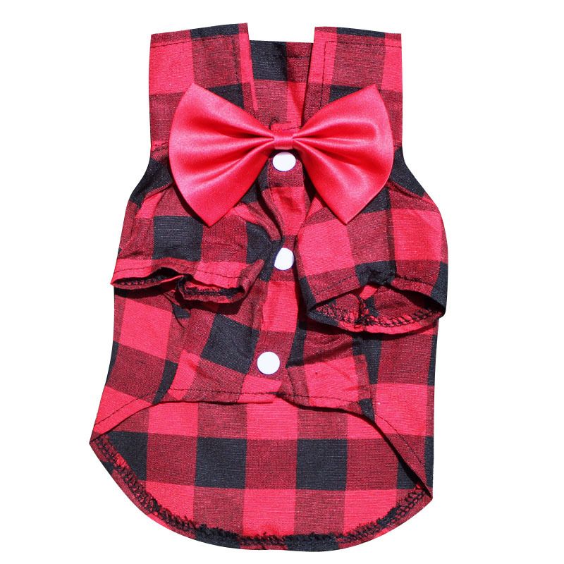 Dog Plaid Shirt Suit Wedding Dress For Teddy Bichon Small Medium Large Dogs Pet Clothes Cat Spring Summer Autumn_voghion.com