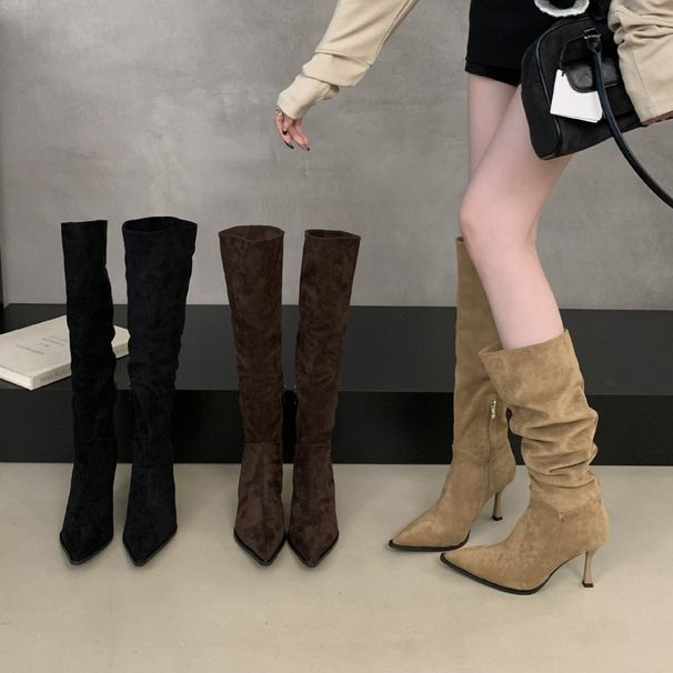 Over-the-Knee Long For Women, Two-Way Wear, Large Tube Circumference, 2025 Autumn And Winter New Style, Suede Pointed_voghion.com