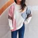 Retro-Strickpullover mit Farbblockdesign – Übergroßer Rundhalspullover für Damen (S-L, Polyestermischung, weich und atmungsaktiv, leicht zu schichten)_voghion.com