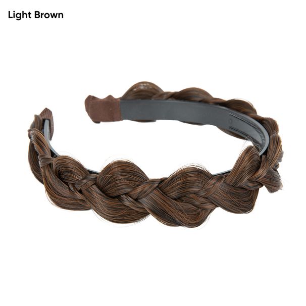 paruka zkroucený cop do vlasů pásek do vlasů se širokým okrajem, třípramenný sendvič vysoký vršek lebky protiskluzový ručně vyrobený pletený cop do vlasů_voghion.com