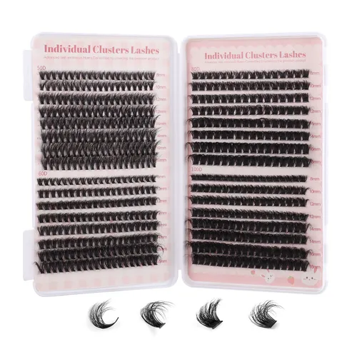 Makeup DIY Enkelt kluster av ögonfransar Bok Lösögonfransar Naturliga tjocka D-kurva Segmenterade ympade ögonfransar_voghion.com