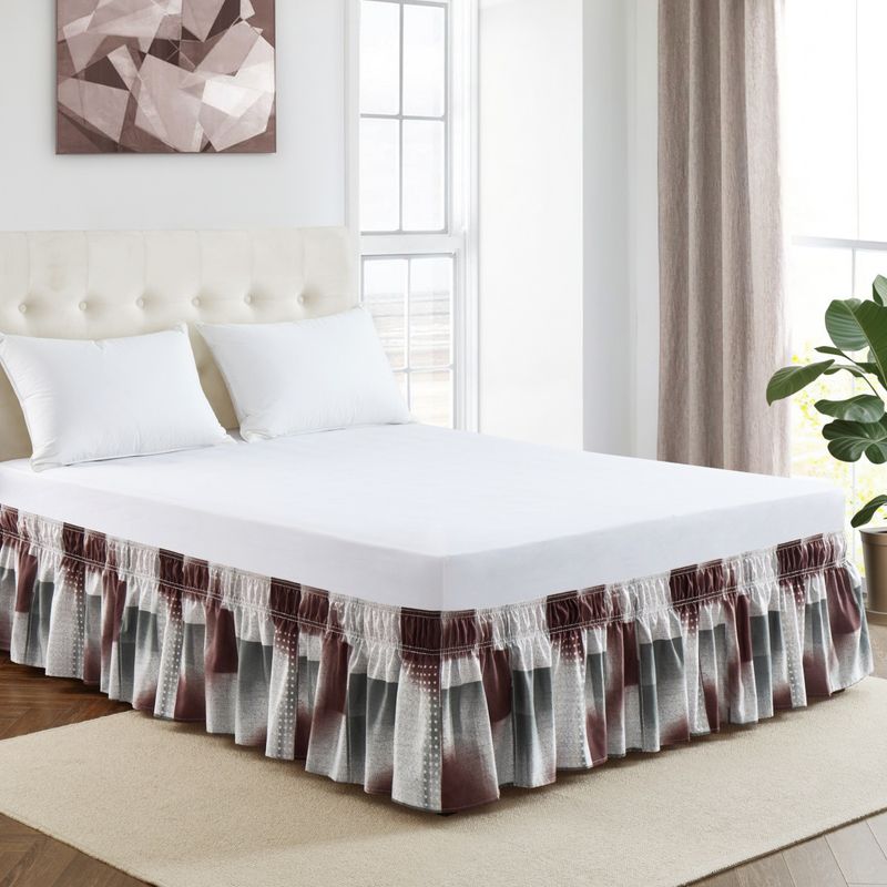 Gonna da letto a quadri geometrici, pezzo unico, grembiule da letto plissettato elastico, gonna da comodino in lino per hotel_voghion.com