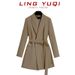 Women's Clothing high end temperament slim belt suit tops _voghion.com