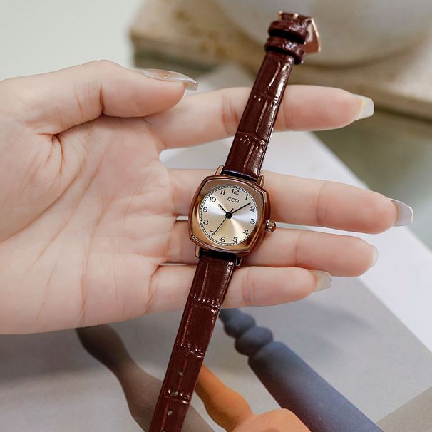 new watch women's niche design student retro small square watch ladies belt watch simple temperament_voghion.com