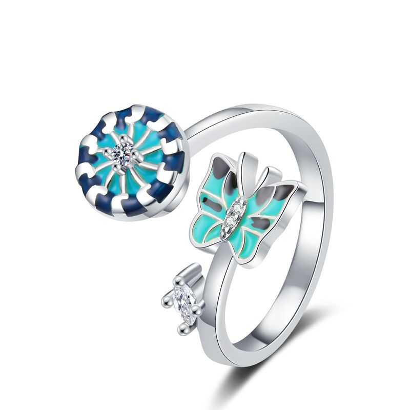 New Ship Rudder For Women Fashion Enamel Resin Butterfly Stress Relief Rotating Ring_voghion.com