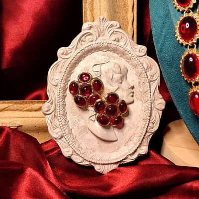 Collana con catena per maglione in vetro goffrato, stile retrò, vintage, fatta a mano_voghion.com