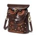 Borsa a tracolla MINI da donna in pelle PU con borchie color-block, stile medievale steampunk, a forma di gufo_voghion.com