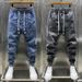 Pi Shuai jeans spring and autumn new elastic slim fit men's cropped versatile drawstring small leg pants trendy_voghion.com