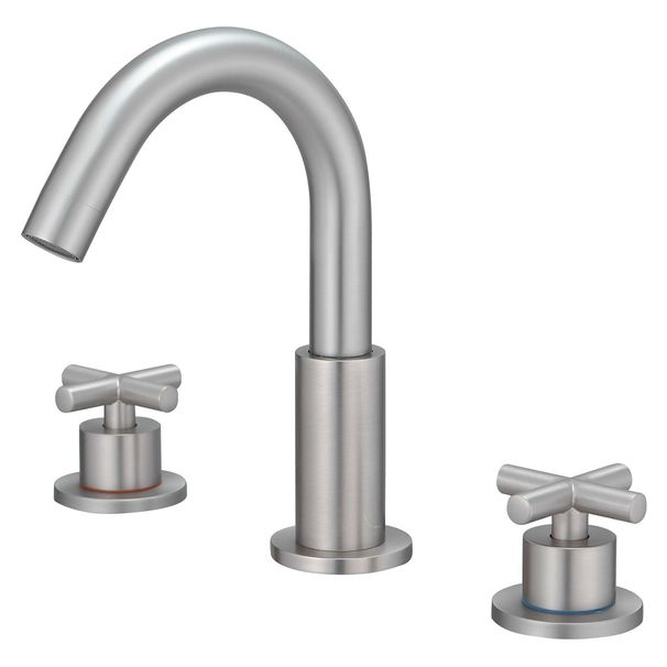 8 In. Widespread Double Handle High Arc Spout Bathroom Faucet In Brushed Nickel_voghion.com