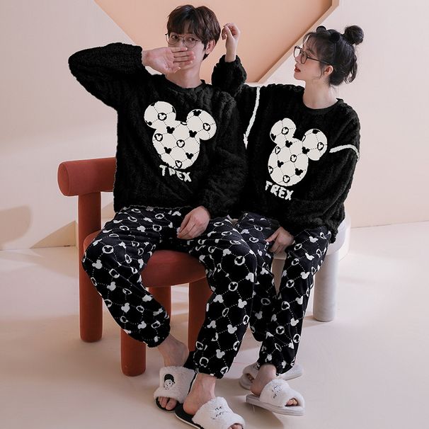 Paar herbst flanell pyjamas langarm cartoon männer und frauen, winter mit dicken korallen fleece,_voghion.com