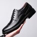 Unbeatable Quality 2290 Men's Block Business Leather Formal And Casual Shoes, Low Cut Carved Cowhide Surface, Gentleman's Pointed Toe_voghion.com