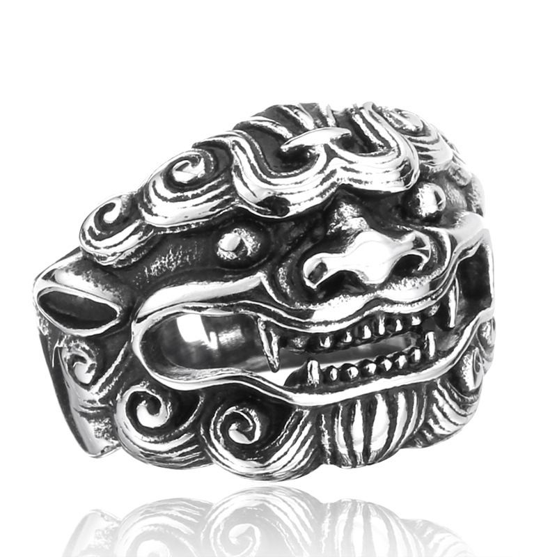 New Personalized Versatile Ethnic Style Tang Lion Men's Dominant Opening Index Finger Ring Handicraft_voghion.com