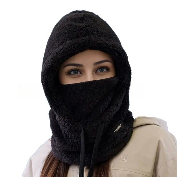 Cappello invernale antivento e caldo da ciclismo da donna, sciarpa copricollo in pile, cappello da donna, sciarpa integrata, cappello da uomo_voghion.com