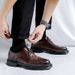 Herrenschuhe im koreanischen Stil für Hochzeiten und Bräutigame, formelle Business-Herrenschuhe, gepolsterte Freizeitschuhe aus Leder mit Blockkopf_voghion.com