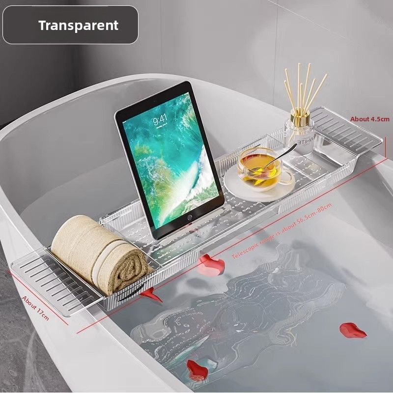 Expandable Rack Tray Storage Board PET Bathroom Shelf Bath Wooden Bucket Stand_voghion.com