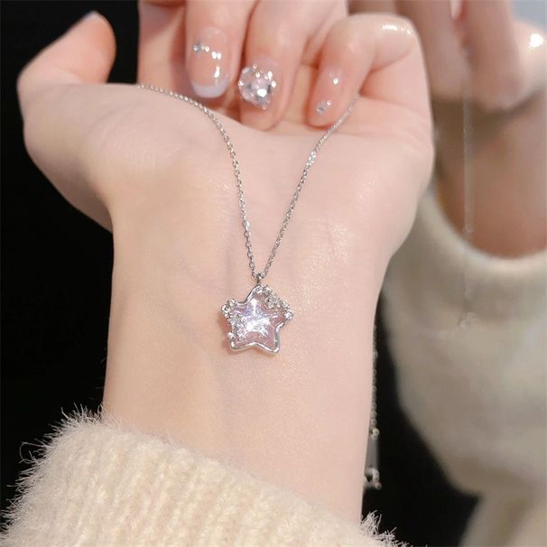 Super Shiny Lucky For Women 2024 New Trendy Niche Design Sweet Dreamy Star Color-Changing Starry Sky Necklace_voghion.com