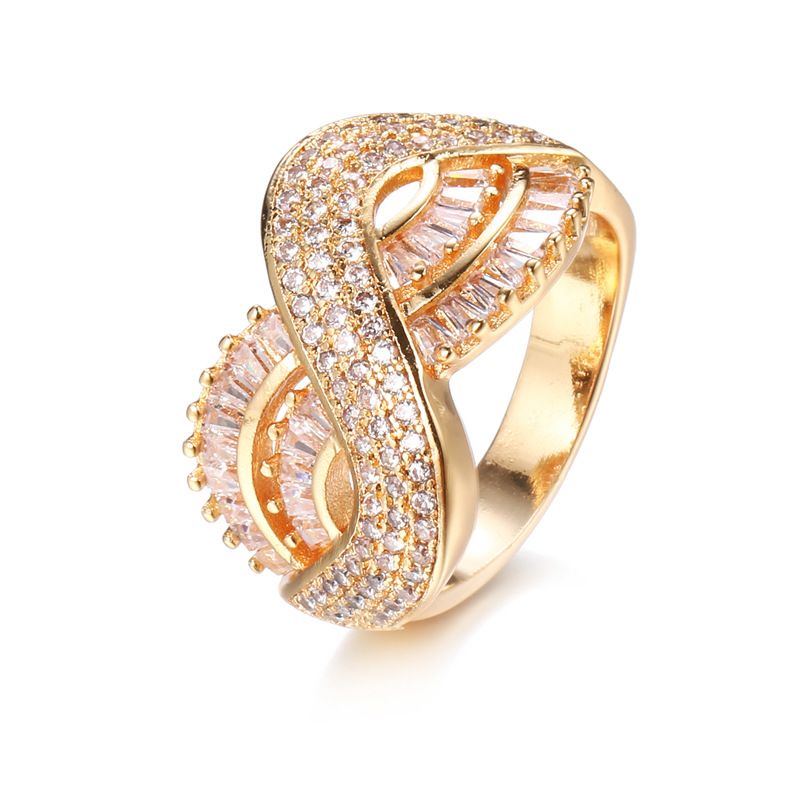 Hip Hop Micro Paved Zircon Gold Plated Cuban Fashion High-end Trendy Exaggerated Large Ring_voghion.com