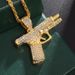 Vruća prodaja Bling Iced Out pištolj privjesak Subhine pištolj ogrlica koristite muški personalizirani hip hop rock punk cool ulični nakit za zabavu_voghion.com