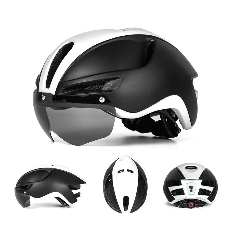 Magnetic Windshield One Piece Road Bike Helmet Breathable Bicycle Helmet Pneumatic Cycling Helmet With Taillight_voghion.com