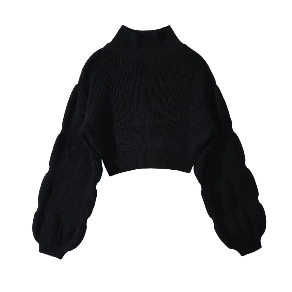 Women's clothing Y2K autumn and winter new style lazy loose turtleneck puff sleeves thickened sweater ins clothing Z222808_voghion.com