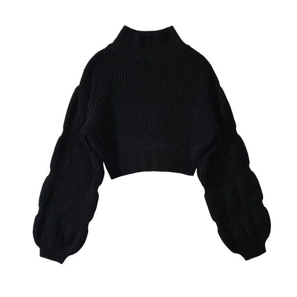 Women's clothing Y2K autumn and winter new style lazy loose turtleneck puff sleeves thickened sweater ins clothing Z222808_voghion.com
