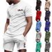 Férfi nyári fitnesz rövid ujjú nadrág szett kerek nyakú póló hétköznapi sport szett_voghion.com