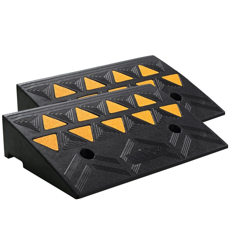 VEVOR Rubber Curb Ramp 2 Pack, 4.3" Rise Height Heavy-Duty 33069 Lbs/15 T Capacity Threshold Ramps, Driveway Ramps With Stable Grid Structure For Cars, Wheelchairs, Bikes, Motorcycles_voghion.com