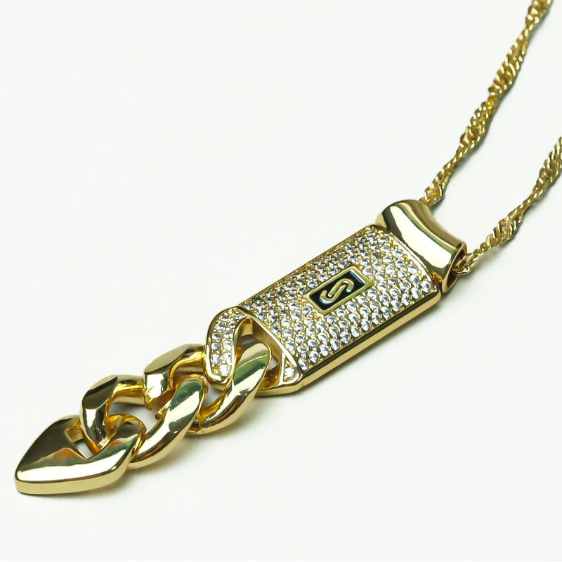 iFashion Collana cubana in rame con catena e zirconi da 10 mm, versatile e alla moda, con clavicola_voghion.com