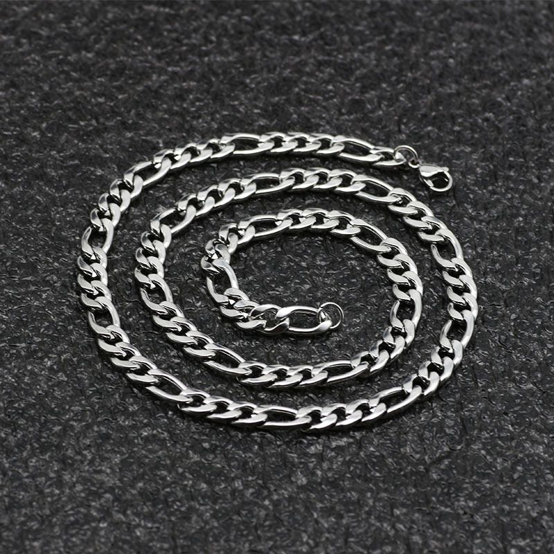 Collana alla moda per madre e figlio in stile cubano 3:1 Figaro NK Hip-Hop Jinyiyuan in acciaio inossidabile 304_voghion.com