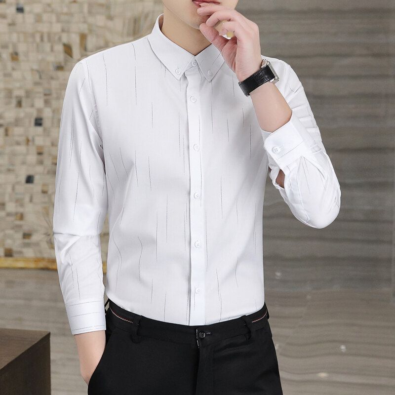 Männer Langärmlech High-End Casual Sträif Cool Hemd, 2025 Nei Fréijoers Slim Fit Jackett_voghion.com