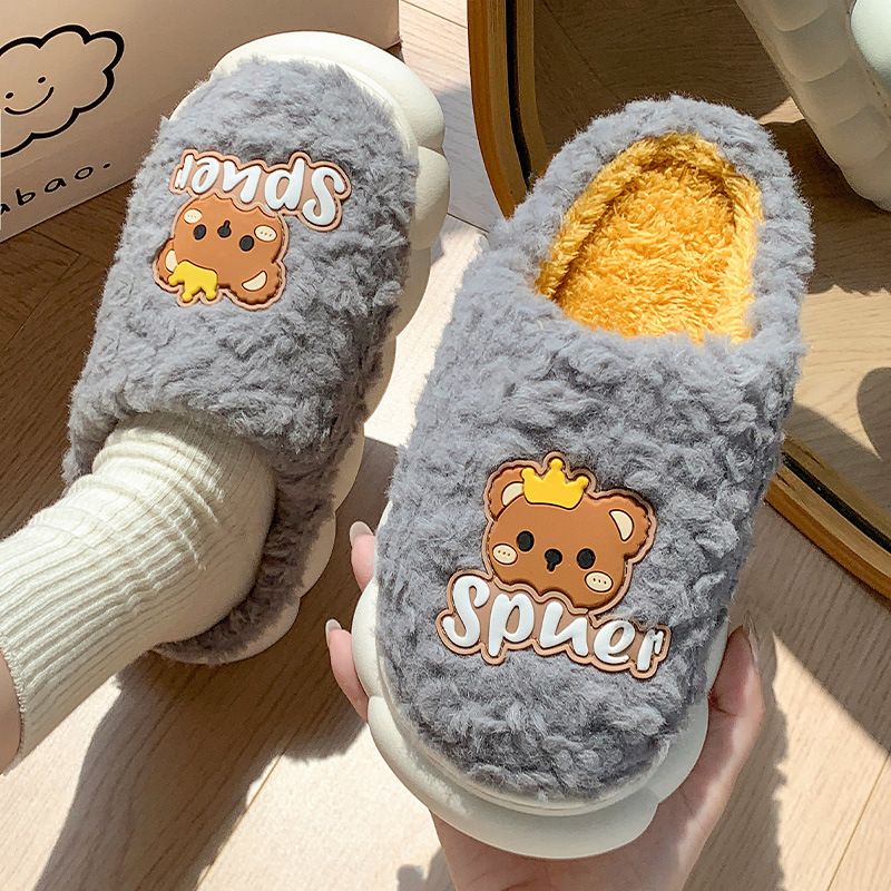 Pantofole invernali in peluche per donna e uomo - Calde pantofole antiscivolo per interni ed esterni con graziosi disegni di orsi e coniglietti (diversi colori e taglie)_voghion.com