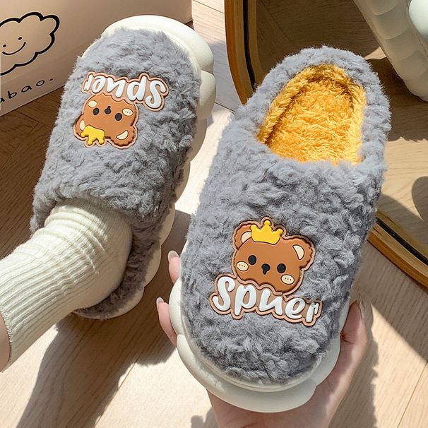 Pantofole invernali in peluche per donna e uomo - Calde pantofole antiscivolo per interni ed esterni con graziosi disegni di orsi e coniglietti (diversi colori e taglie)_voghion.com