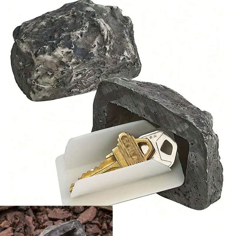 Hidden Key Holder - Camouflage Rock Design Key Storage Box For Outdoor Waterproof & Weatherproof Fake Stone (Spare Key Hider With Combination Lock)​_voghion.com