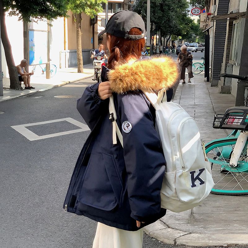 Übergroße Pufferjacke für Damen mit abnehmbarer Kunstpelzkapuze – warmer Wintermantel, hoher Kragen, lange Ärmel, Polyester-Außenmaterial_voghion.com