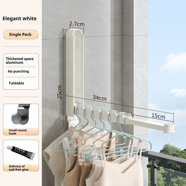 Katlanır askılı tip deliksiz ev balkon banyo çok işlevli askı görünmez teleskopik elbise askısı_voghion.com