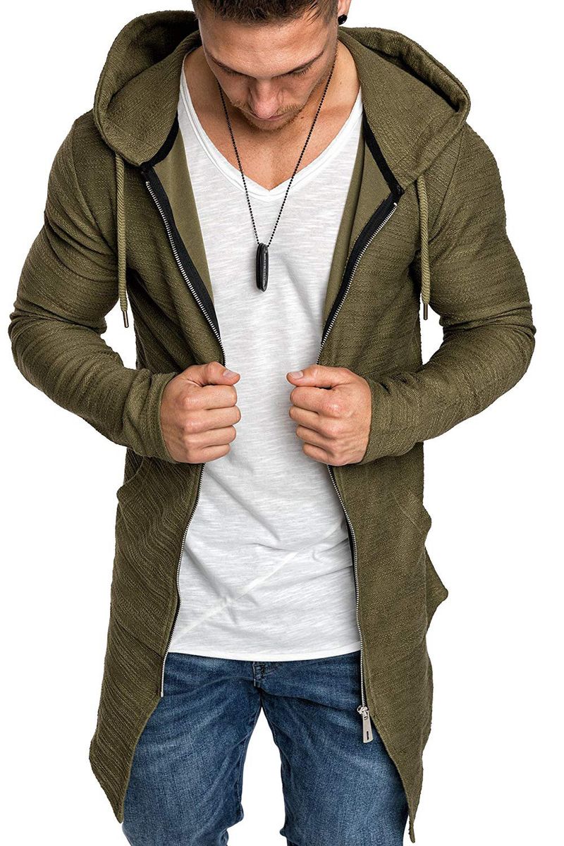 Sweat-shirt coupe-vent mi-long pour homme, coupe slim, tendance, automne et hiver_voghion.com