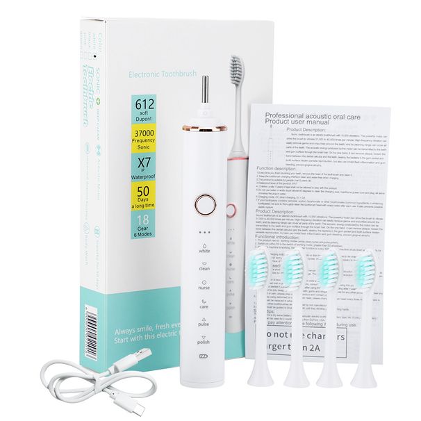 Brosse à dents électrique couple de qualité supérieure avec nettoyage ultrasonique entièrement automatique sans abîmer les dents_voghion.com