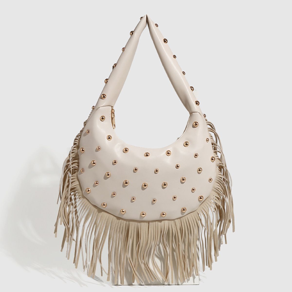 Trendy Personality Tassel Studded Fashionable Women's Simple Shoulder Crossbody Bag_voghion.com
