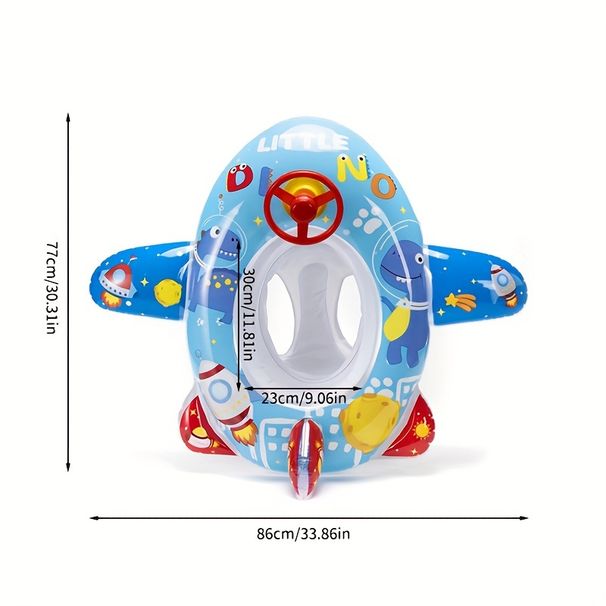 Anello da nuoto gonfiabile per aeroplano di dinosauro per bambini, galleggiante per sedile dei cartoni animati, galleggiante per piscina in PVC resistente per bambini e bambine, forniture per piscina estiva_voghion.com