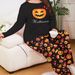 Plus-Size Halloween Pajama Set For Women – Short-Sleeve Round Neck & Lounge Pants (Breathable Milk Silk Blend, Mid-Weight, 1XL-5XL)_voghion.com