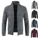 Herren-Strickjacke mit Reißverschluss – Warme, mit Fleece gefütterte Strickjacke mit Stehkragen, lässiger Langarmpullover für Herbst und Winter_voghion.com
