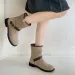 Women's Winter Martin Boots: Retro Round Toe Short Boots, Brown/Khaki 3c93_voghion.com