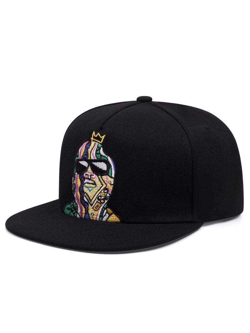 Sombrero de sol bordado con dibujos animados de hip-hop y baile callejero, estilo casual, estilo moderno, borde plano._voghion.com